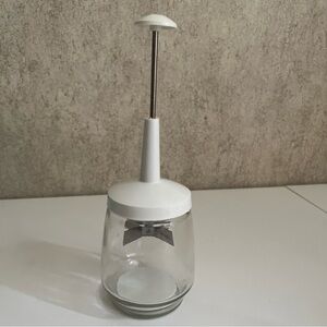 Vintage Gemco 7 Food Chopper White Clear Glass Stainless Steel Blade Manual USA